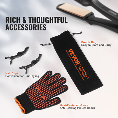 VEVOR ισιωτικό μαλλιών 1,5" Titanium Flat Iron Dual Infrared Tech Επίπεδο θερμοκρασίας 19