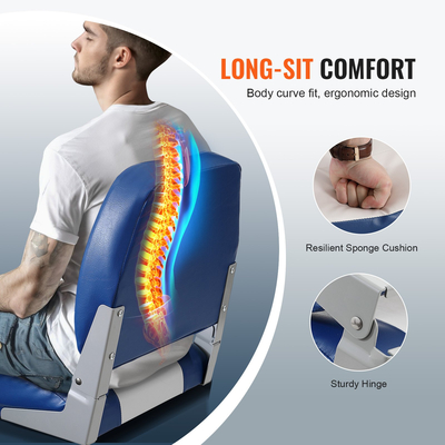 Κάθισμα σκάφους VEVOR, Κάθισμα σκάφους 18,9" Χαμηλή πλάτη, Πτυσσόμενη καρέκλα σκάφους με παχύρρευστο σφουγγάρι και μεντεσέ, αναδιπλούμενη καρέκλα καπετάνιου σκάφους για ψαρόβαρκα, σκάφος περιήγησης στα αξιοθέατα, ταχύπλοο σκάφος, κανό, 1 τεμάχιο