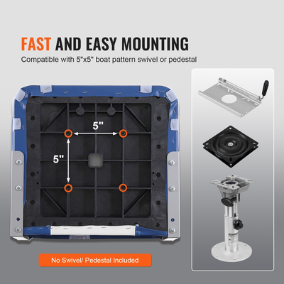 Κάθισμα σκάφους VEVOR, Κάθισμα σκάφους 18,9" Χαμηλή πλάτη, Πτυσσόμενη καρέκλα σκάφους με παχύρρευστο σφουγγάρι και μεντεσέ, αναδιπλούμενη καρέκλα καπετάνιου σκάφους για ψαρόβαρκα, σκάφος περιήγησης στα αξιοθέατα, ταχύπλοο σκάφος, κανό, 1 τεμάχιο