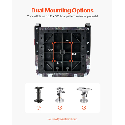 VEVOR Κάθισμα Σκάφους Χαμηλή Πλάτη Πτυσσόμενο Κάθισμα Σκάφους Σφουγγάρι Μαξιλάρι Καμουφλάζ 2τμχ