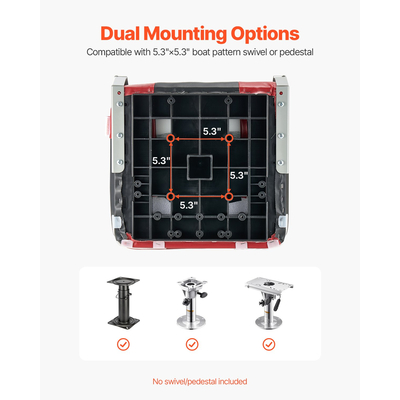 VEVOR Boat Seat High Backrest Πτυσσόμενο Μαξιλάρι Σφουγγάρι Καθίσματος Σκάφους Μαύρο & Κόκκινο