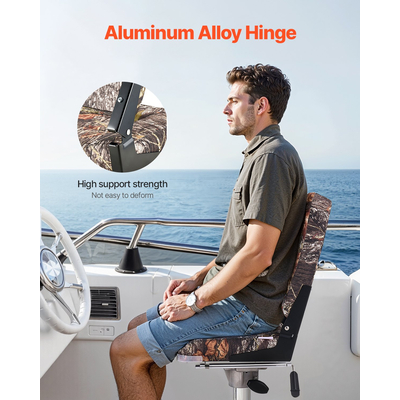 VEVOR Boat Seat High Backrest Πτυσσόμενο Κάθισμα Σκάφους Σφουγγάρι Καμουφλάζ