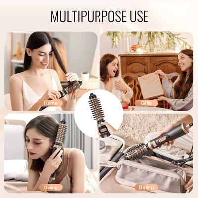 VEVOR Περιστρεφόμενη βούρτσα στεγνωτήρα μαλλιών Βούρτσα styling ζεστού αέρα με κεφαλή 1,5" και 2