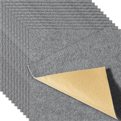 VEVOR Πλακάκια Χαλιού Peel and Stick, 30,5 x 30,5 cm τετράγωνα Αυτοκόλλητο πλακάκι δαπέδου μοκέτας, Πλακάκια μοκέτας με μαλακή επένδυση, Εύκολη τοποθέτηση DIY για υπνοδωμάτιο καθιστικό εξωτερικού χώρου (12 πλακάκια, ανοιχτό γκρι)