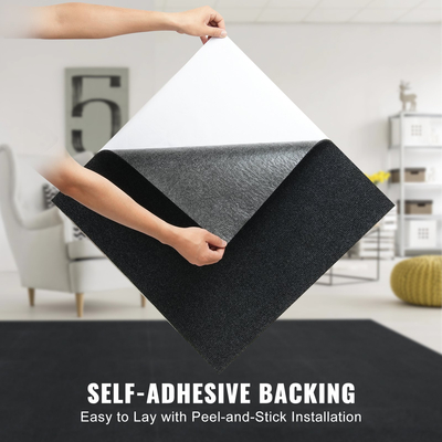 Πλακάκια μοκέτας VEVOR Ξεφλουδίζουν και κολλάνε, τετράγωνα 24" x 24" Αυτοκόλλητο πλακάκι δαπέδου μοκέτας, Πλακάκια μοκέτας με μαλακή επένδυση, Εύκολη εγκατάσταση DIY για υπνοδωμάτιο καθιστικού εξωτερικού χώρου (15 πλακάκια, μαύρο άνθρακα)