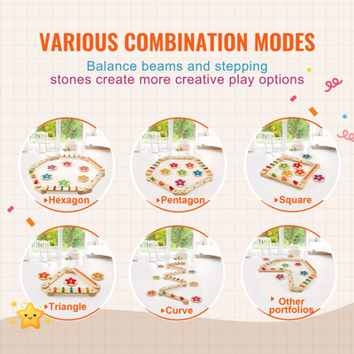 VEVOR Kids Balance Beam Stepping Stones Gym Obstacle Children Balance Board 6PCS