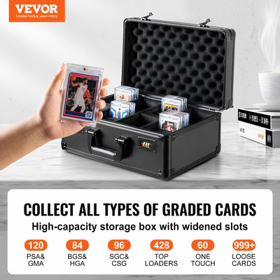 VEVOR 120 PSA Graded Card Storage Box 4 Slots Θήκη για αθλητικές κάρτες Κωδική κλειδαριά