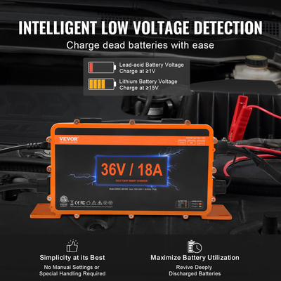 Έξυπνος φορτιστής μπαταρίας VEVOR 36 Volt 18 AMP Golf Cart για EZGO D-Style IP67 ETL