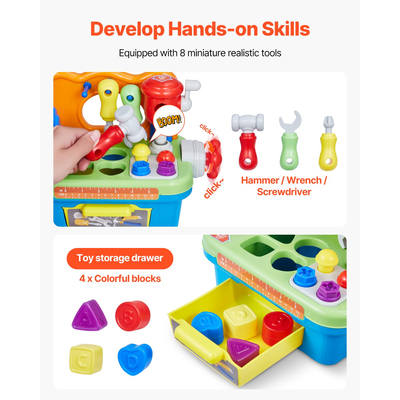 VEVOR Μουσικός Πάγκος Εργασίας για Μικρό Παιχνίδι 2 ετών+ Πάγκος εργασίας Μουσικής Εκμάθησης