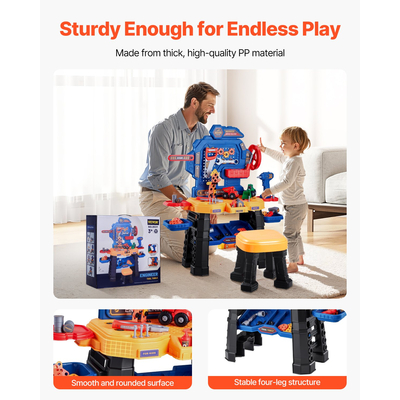 VEVOR Παιδικός πάγκος εργασίας 181 τμχ Πάγκος εργαλείων με ρεαλιστικά εργαλεία και ηλεκτρικό τρυπάνι