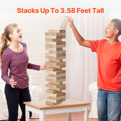 VEVOR Tumbling Timber Toy 54 Blocks Large Tumble Tower Blocks Game Τσάντα από ξύλο πεύκου