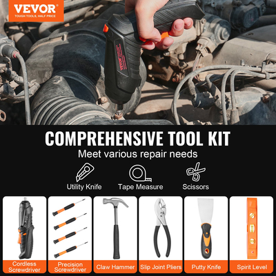 VEVOR Tool Kit 96 τεμαχίων Σετ οικιακών εργαλείων χειρός Ασύρματη θήκη εργαλείων κατσαβιδιού