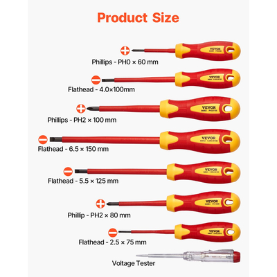Σετ μονωμένων κατσαβιδιών VEVOR Σετ εργαλείων με μόνωση 12 τεμαχίων για ηλεκτρολόγους