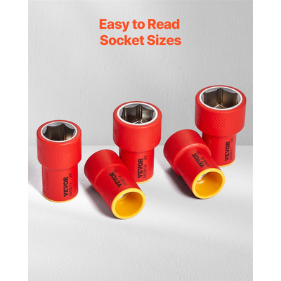 VEVOR Insulated Socket Set 16-Pece Insulated Socket Tool with T-Handle Wrench