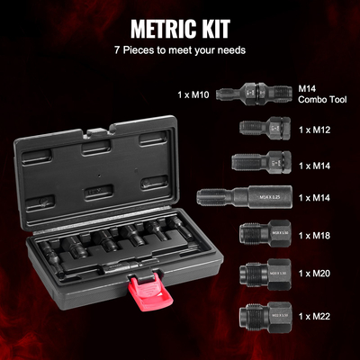 VEVOR 7PCS Thread Chaser Set Metric Thread Restorer Tool Rethreading Automotive
