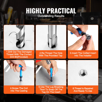 VEVOR Helicoil Thread Repair Kit 338 Piece SAE και Metric Rethreading Tool Kit