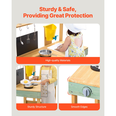 VEVOR Wooden Mud Kitchen Outdoor Toy Play Σετ κουζίνας για παιδιά Pretend Playset