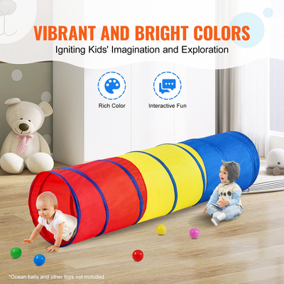 VEVOR Kids Play Tunnel Tent για νήπια, Πολύχρωμο Pop Up Crawl Tunnel Toy για μωρό ή κατοικίδιο, Πτυσσόμενο δώρο για αγόρι και κορίτσι Play Tunnel Indoor and Outdoor παιχνίδι Κόκκινο/Κίτρινο/Μπλε Πολύχρωμο