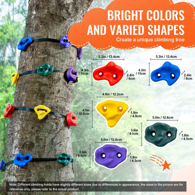 VEVOR Ninja Climbing Kit 12 Climbing Holds 6 Ratchet Straps Climbing Ladder