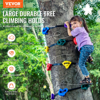 VEVOR Ninja Kit Climbing Tree 12 Tree Climbing Hold 6 Ratchet Straps Outdoor