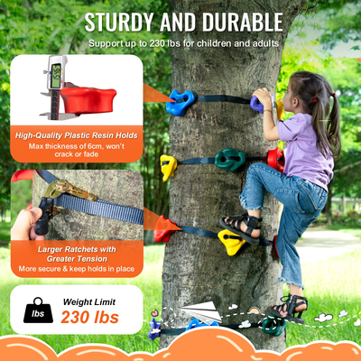 VEVOR Ninja Kit Climbing Tree 12 Tree Climbing Hold 6 Ratchet Straps Outdoor