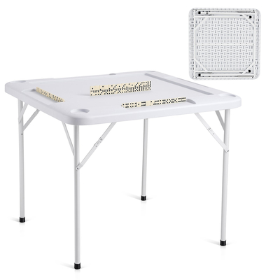 VEVOR Mahjong Τραπέζι με πτυσσόμενα χαρτιά 4 παίκτες και 4 ποτηροθήκες Δίσκοι για μάρκες Λευκός
