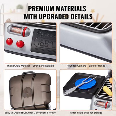 VEVOR 19 ΤΕΜ. Παιδική ψησταριά μπάρμπεκιου Σετ παιχνιδιών μαγειρικής ψησταριάς με φως καπνού