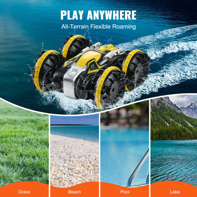 VEVOR Amphibious Remote Control Car Boat 2,4 GHz 4WD RC Boat Kids Adults Yellow