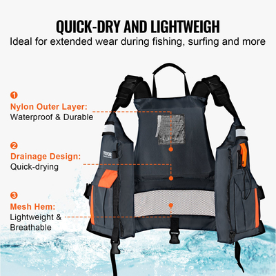 VEVOR Watersports Life Vest PFD 80N Buoyancy Life Jacket για άνδρες και γυναίκες S
