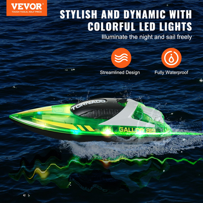 VEVOR RC Boat 2,4 GHz Remote Control Racing Boat 12 km/h Kids Adults Gift Green