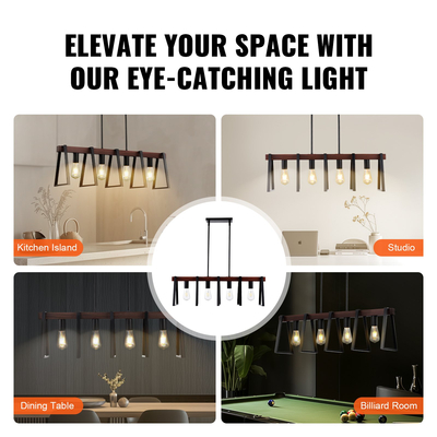 VEVOR 4-φωτά κρεμαστά φώτα κουζίνας Island 60W Ρυθμιζόμενο φως τραπεζαρίας E27