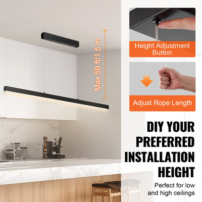 Τηλεχειριστήριο γραμμικό κρεμαστό φωτιστικό VEVOR Dimmable Linear 20W 47in LED Linear Light Fixture