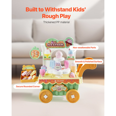 Παιδικό καρότσι παγωτού VEVOR, παιχνίδι προσποίησης, κατάστημα παγωτού για παιδιά ηλικίας 3+ ετών