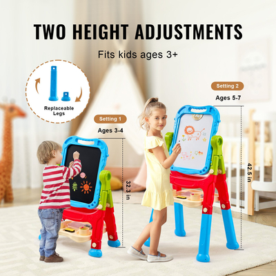 VEVOR 2-in-1 Kids Art Easel Μαγνητικός πίνακας κιμωλίας διπλής όψης Περιστρεφόμενος