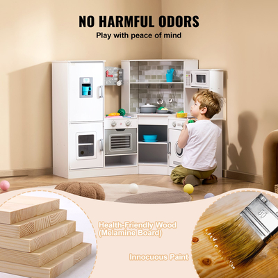 VEVOR Kitchen Playset Kids Pretend Cooking Play Toy 24 Piece Αξεσουάρ Λευκό