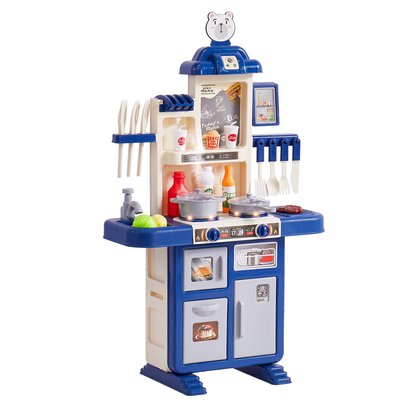 VEVOR Kitchen Playset Kids Pretend Cooking Play Toy 48 Piece Αξεσουάρ Μπλε