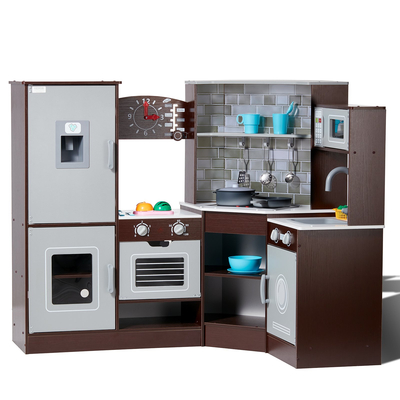 VEVOR Kitchen Playset Kids Pretend Cooking Play Toy 24 Piece Αξεσουάρ Καφέ