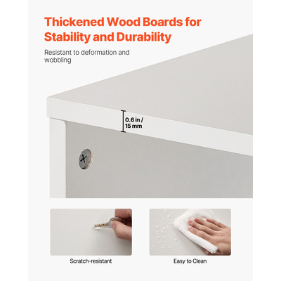 VEVOR 8 Επιπέδων Στενή Βιβλιοθήκη 71" Ξύλινη Ανοιχτή Βιβλιοθήκη Ρυθμιζόμενο Ράφι Λευκό