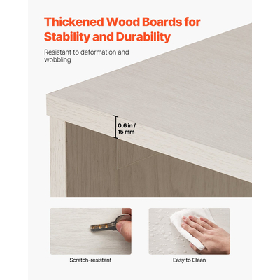 VEVOR 5 Επιπέδων Φαρδιά Βιβλιοθήκη 68" Ξύλινη Ανεξάρτητη Ανοιχτή Βιβλιοθήκη Ράφι Λευκό