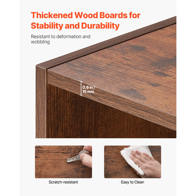 VEVOR 5 Επιπέδων Στενό Βιβλιοθήκη 53" Ξύλινη Ανοιχτή Βιβλιοθήκη Ρυθμιζόμενη Ράφι Καφέ