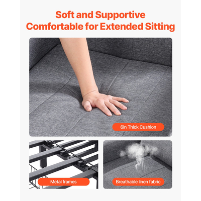 VEVOR Καναπές-Κρεβάτι με Πλαϊνό Μαξιλάρι, Πλαϊνή Θήκη, 5 Ρυθμιζόμενες Πλάτες