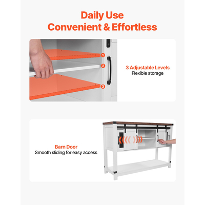 VEVOR Coffee Bar Ντουλάπα Τραπέζι 4 επιπέδων καφέ μπαρ με πόρτες αχυρώνα για σαλόνι