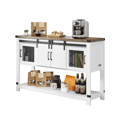 VEVOR Coffee Bar Ντουλάπα Τραπέζι 4 επιπέδων καφέ μπαρ με πόρτες αχυρώνα για σαλόνι