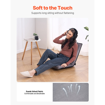 Καρέκλα δαπέδου VEVOR με υποστήριξη πλάτης Πτυσσόμενη καρέκλα δαπέδου 6 ρυθμιζόμενων θέσεων