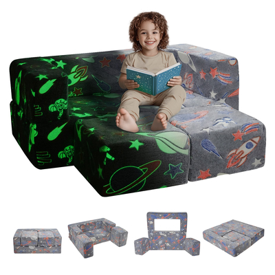 VEVOR Modular Kids Play Couch 4Pcs DIY Glow in the Dark Μικρή καρέκλα Γκρι