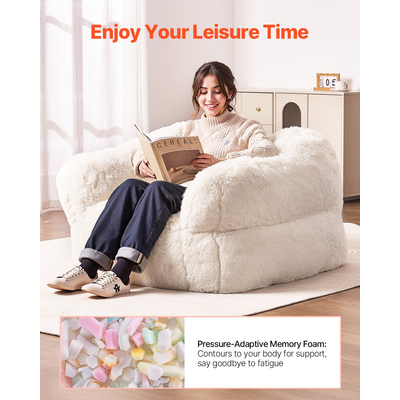 Καρέκλα VEVOR Bean Bag Καρέκλα καναπέ BeanBag με μπράτσα για ενήλικες Λούτρινο μπεζ