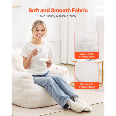 Καρέκλα VEVOR 3 πόδια Bean Bag με μαλακά υποβραχιόνια και τσέπη αποθήκευσης Λευκή