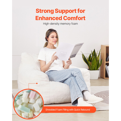 Καρέκλα VEVOR 3 πόδια Bean Bag με μαλακά υποβραχιόνια και τσέπη αποθήκευσης Λευκή