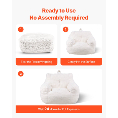 Καρέκλα VEVOR 3 πόδια Bean Bag με μαλακά υποβραχιόνια και τσέπη αποθήκευσης Λευκή