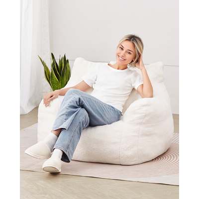 Καρέκλα VEVOR 3 πόδια Bean Bag με μαλακά υποβραχιόνια και τσέπη αποθήκευσης Λευκή